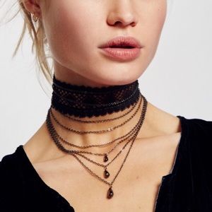 Free people draped lace choker necklace